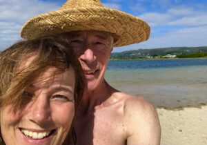Martin and Amanda Wadhams on the beach at Leisure Island, Knysna