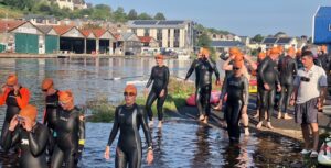 Amanda Wadhams at the start of the Dart 10k swim 2023