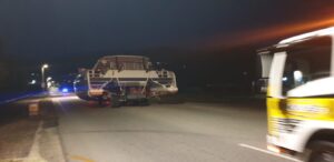 CM46 catamaran Rush being moved ready to launch in Knysna