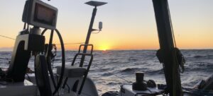 View from Rush's cockpit of the southern tip of Africa at sunrise