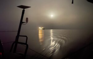 Cruise ship passing Rush in the night