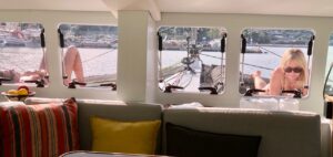 Crew relax on deck on Rush in Vathi