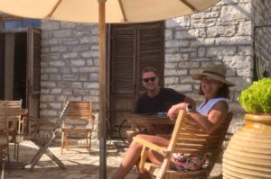 Amanda and Red in a Kastos cafe