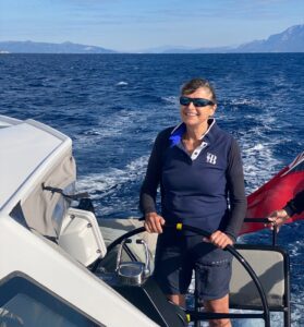 Heather sailing CM46 catamaran, Rush