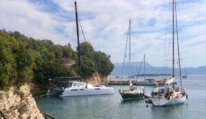 Moored yachts in Kastos harbour